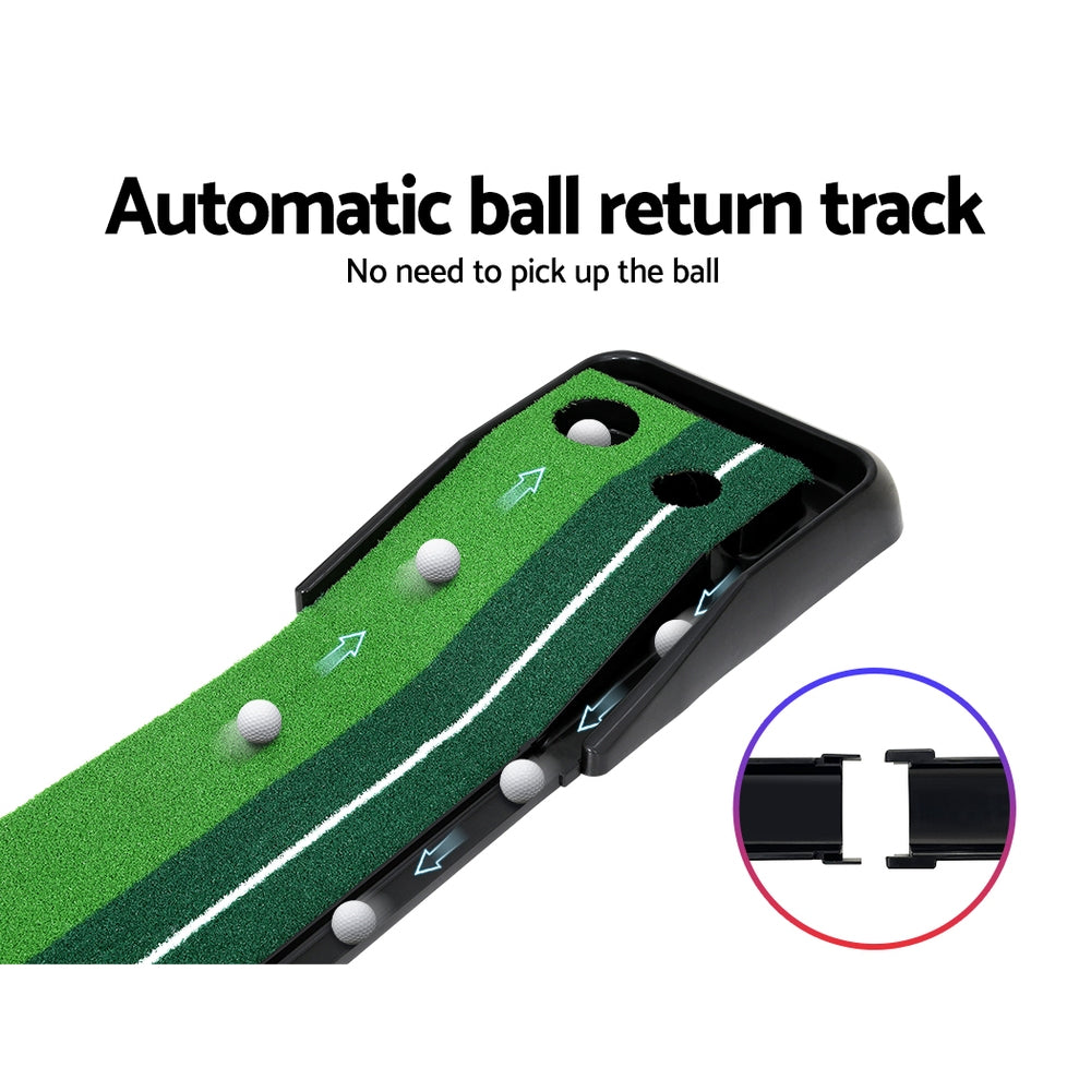 Everfit 3M Golf Putting Practice Mat Auto Return Putter Indoor Outdoor Training GOLF-A-MAT-BK