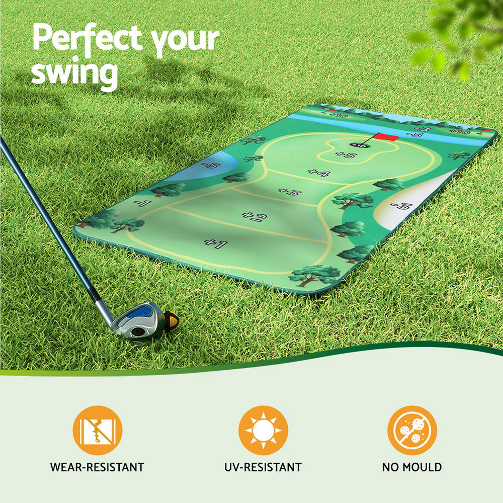Everfit Golf Chipping Game Mat Indoor Outdoor Practice Training Aid Set GOLF-A-MAT-COMBO-GN