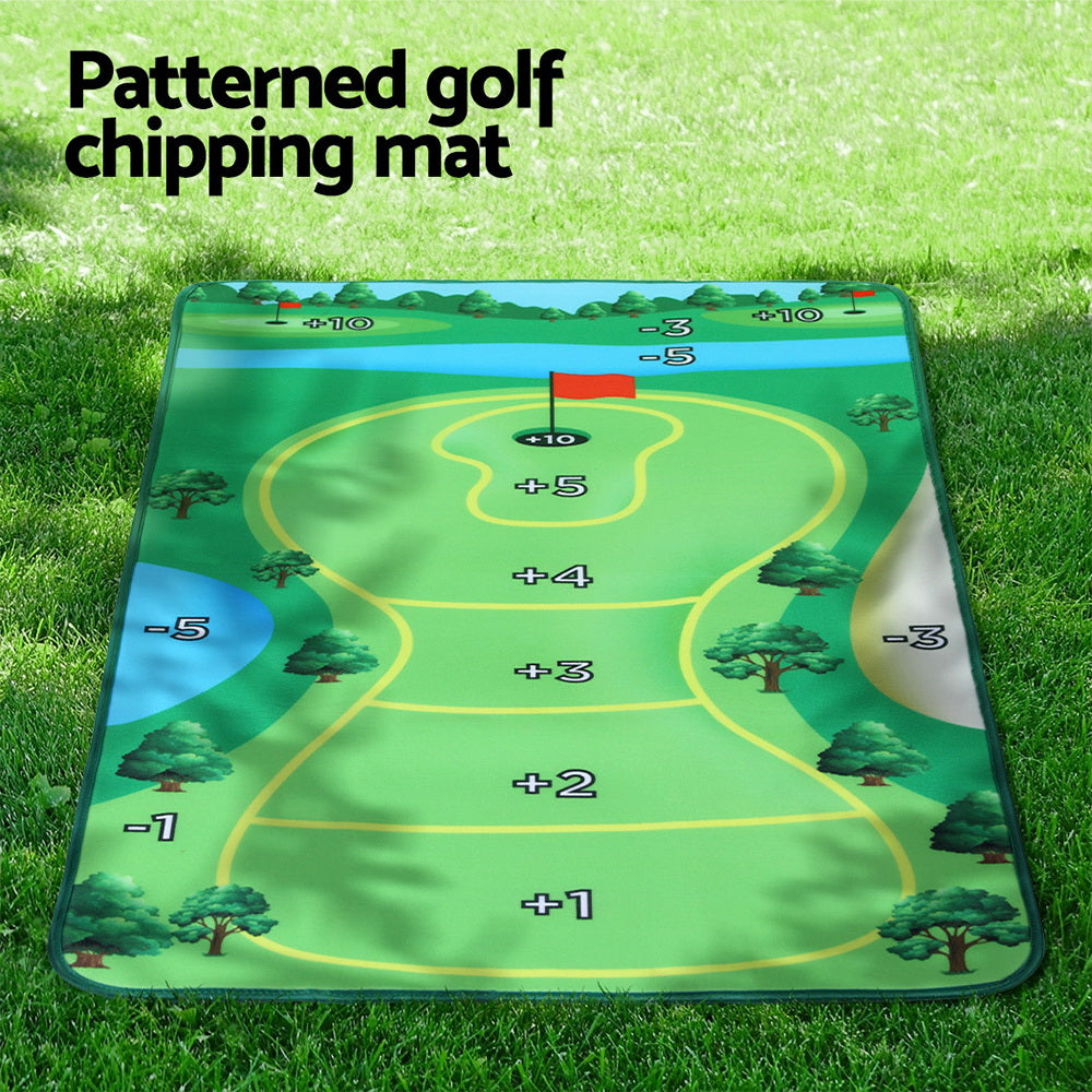 Everfit Golf Chipping Game Mat Indoor Outdoor Practice Training Aid Set GOLF-A-MAT-COMBO-GN