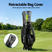 Everfit Golf Cart Bag Rolling Buggy Club Organiser Synthetic Leather Black