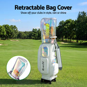 Everfit Golf Cart Bag Rolling Buggy Club Organiser Synthetic Leather White