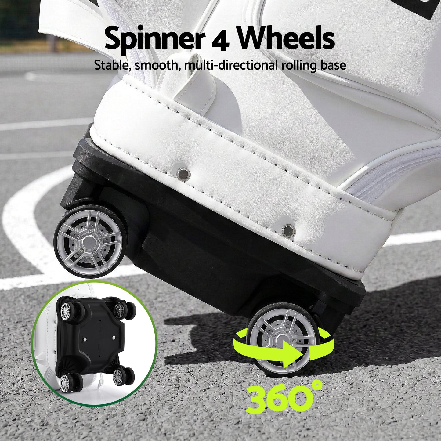 Everfit Golf Cart Bag Rolling Buggy Club Organiser Synthetic Leather White GOLF-B-BAG-CART-WH