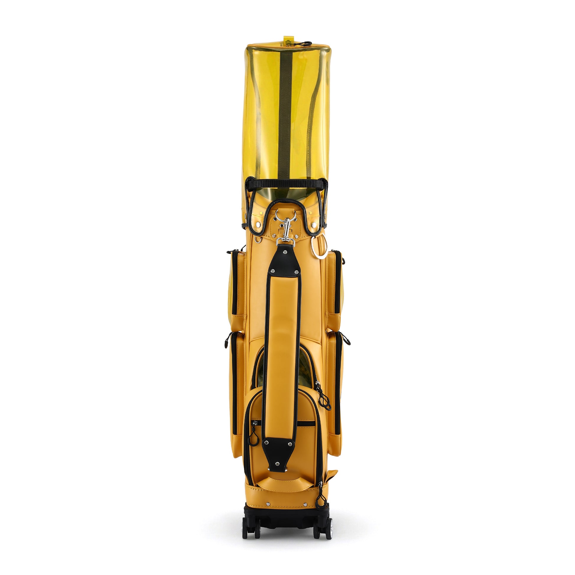 Everfit Golf Cart Bag Rolling Buggy Club Organiser Synthetic Leather Yellow GOLF-B-BAG-CART-YE