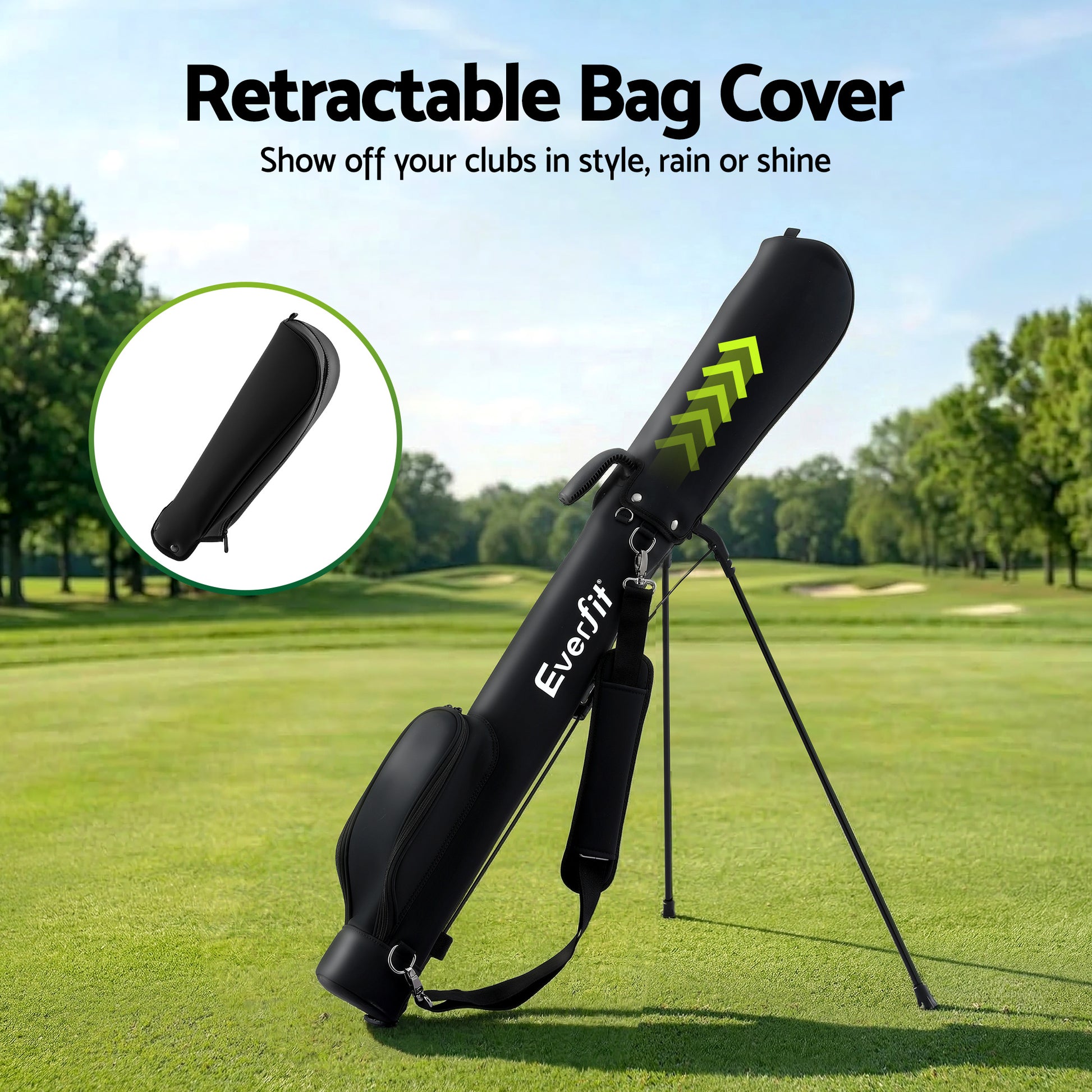 Everfit Golf Stand Bag Lightweight Sunday Pitch And Putt Bag Black GOLF-B-BAG-LIGHT-A-BK