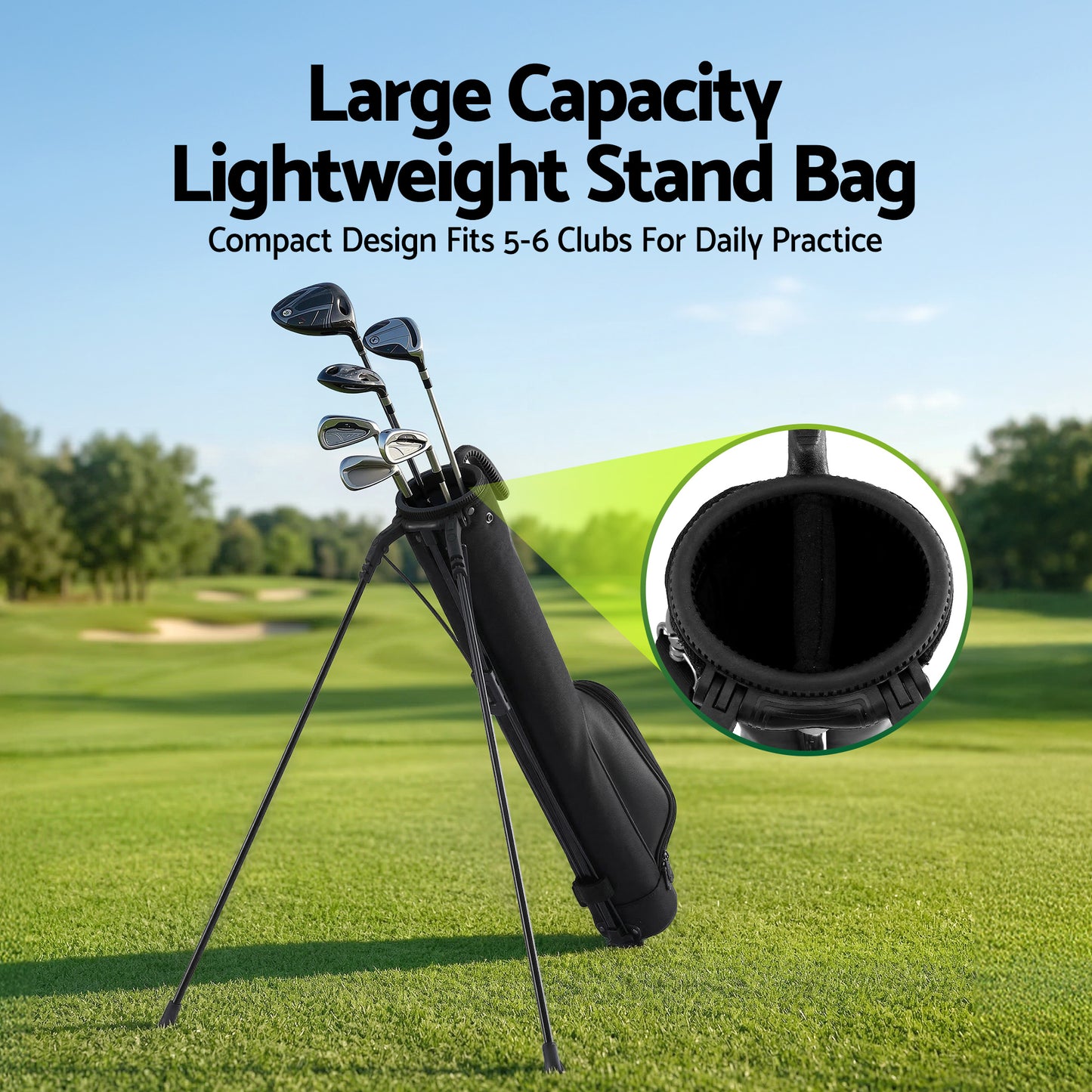 Everfit Golf Stand Bag Lightweight Sunday Pitch And Putt Bag Black GOLF-B-BAG-LIGHT-A-BK