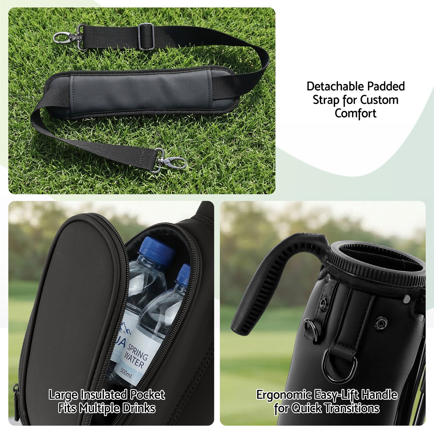 Everfit Golf Stand Bag Lightweight Sunday Pitch And Putt Bag Black GOLF-B-BAG-LIGHT-A-BK