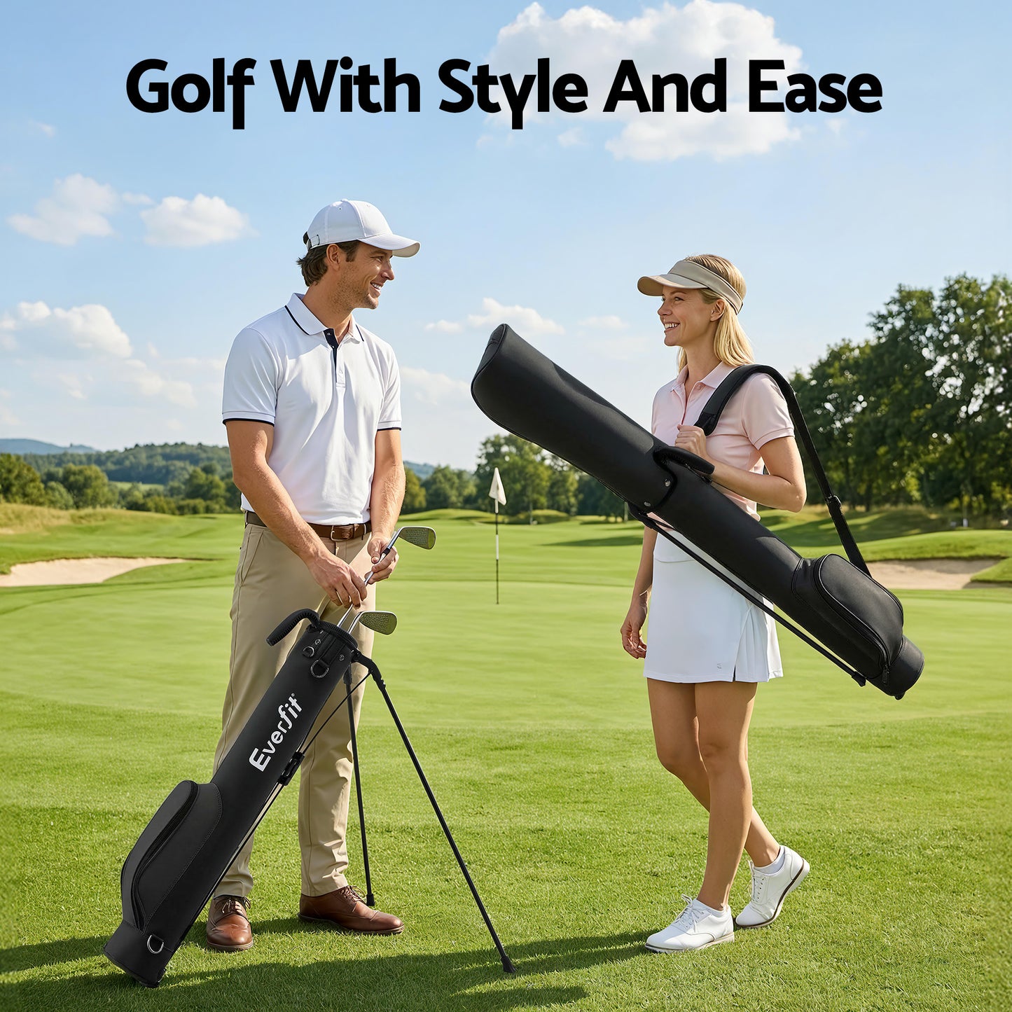 Everfit Golf Stand Bag Lightweight Sunday Pitch And Putt Bag Black GOLF-B-BAG-LIGHT-A-BK