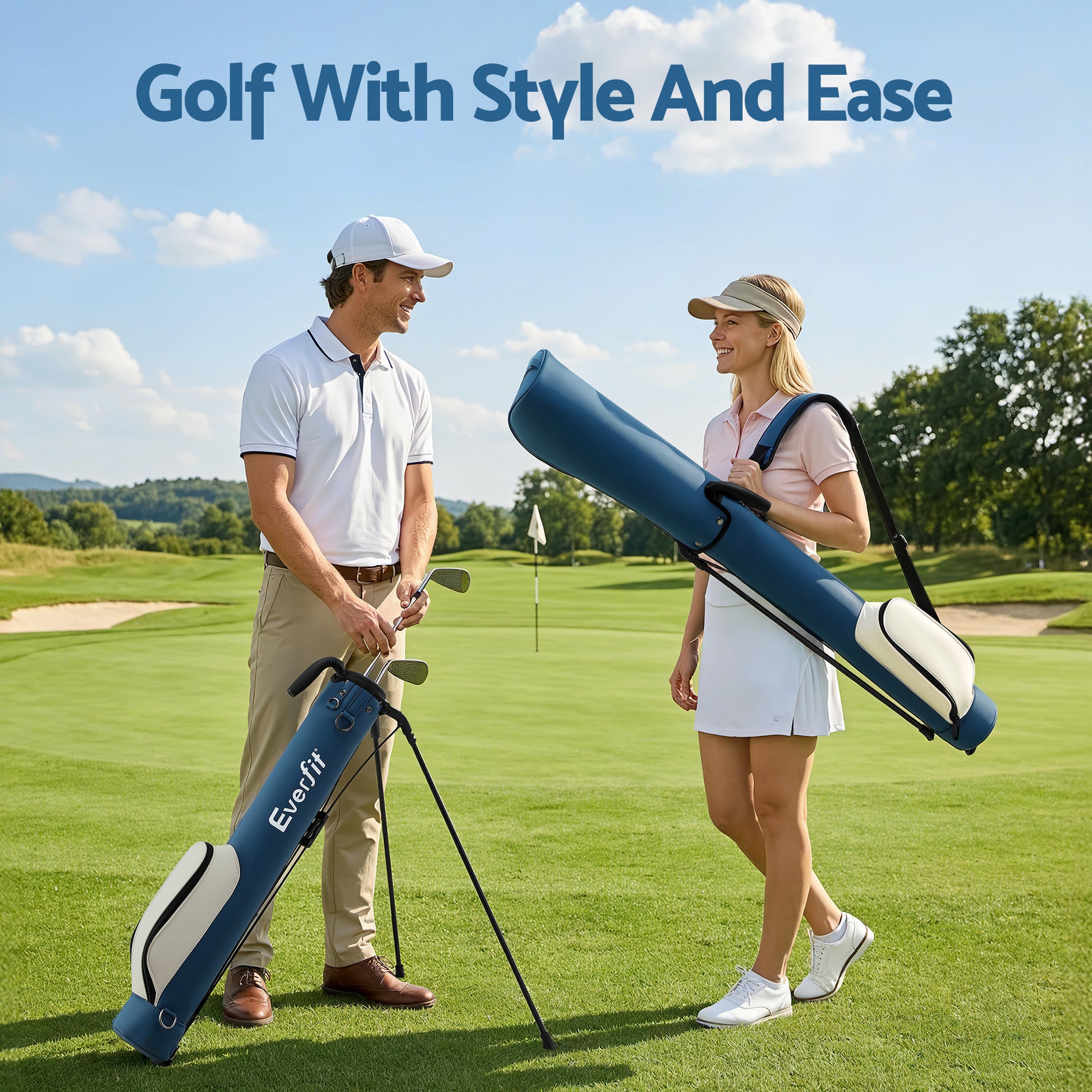 Everfit Golf Stand Bag Lightweight Sunday Pitch And Putt Bag Blue GOLF-B-BAG-LIGHT-A-BL