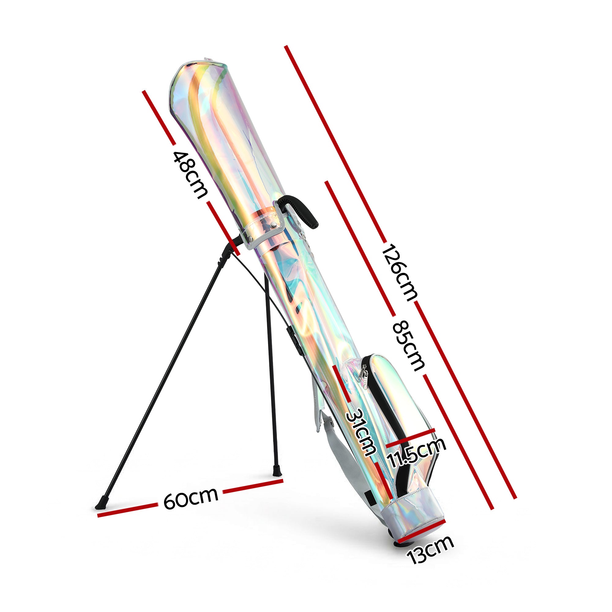 Everfit Golf Stand Bag Lightweight Sunday Pitch And Putt Bag Holographic GOLF-B-BAG-LIGHT-B-C