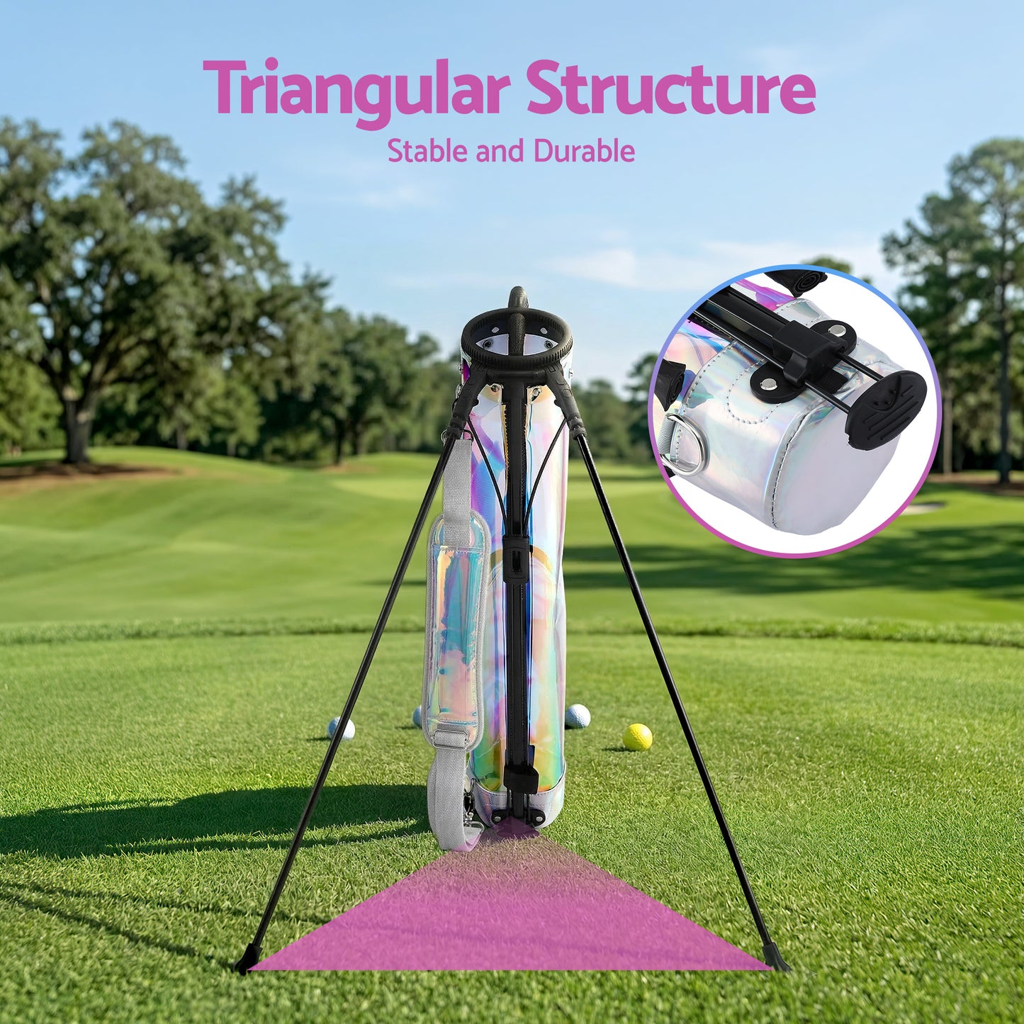 Everfit Golf Stand Bag Lightweight Sunday Pitch And Putt Bag Holographic GOLF-B-BAG-LIGHT-B-C