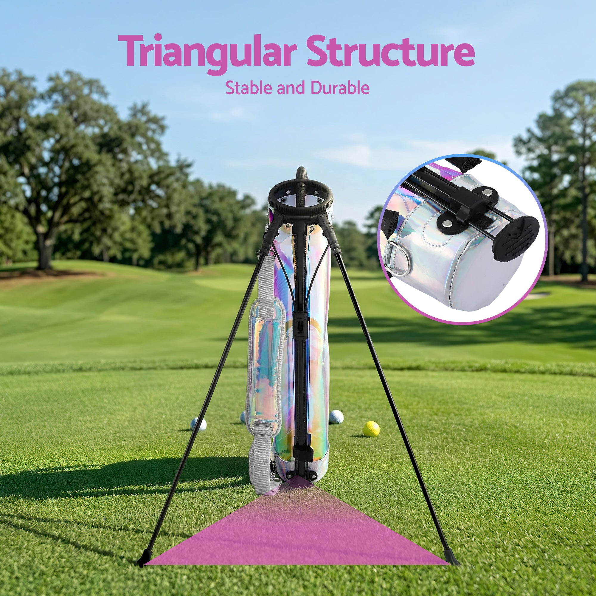 Everfit Golf Stand Bag Lightweight Sunday Pitch And Putt Bag Holographic GOLF-B-BAG-LIGHT-B-C