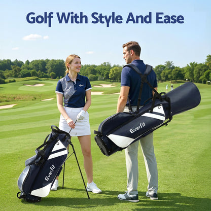 Everfit Golf Stand Bag Lightweight Carry Bag Dual Strap Club Divider Blue GOLF-B-BAG-STAND-A-BL