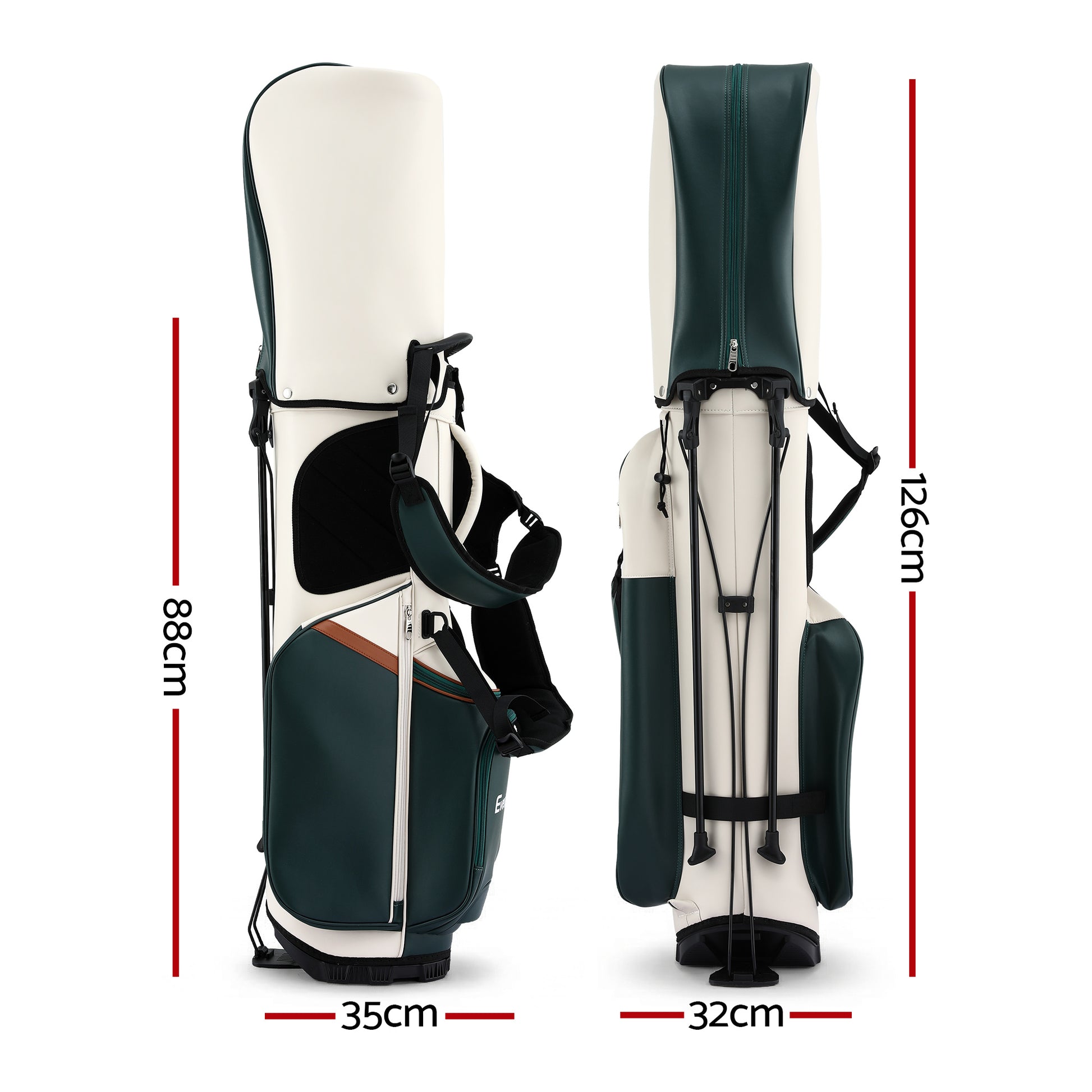 Everfit Golf Stand Bag Lightweight Carry Bag Dual Strap Club Divider GOLF-B-BAG-STAND-B-GN