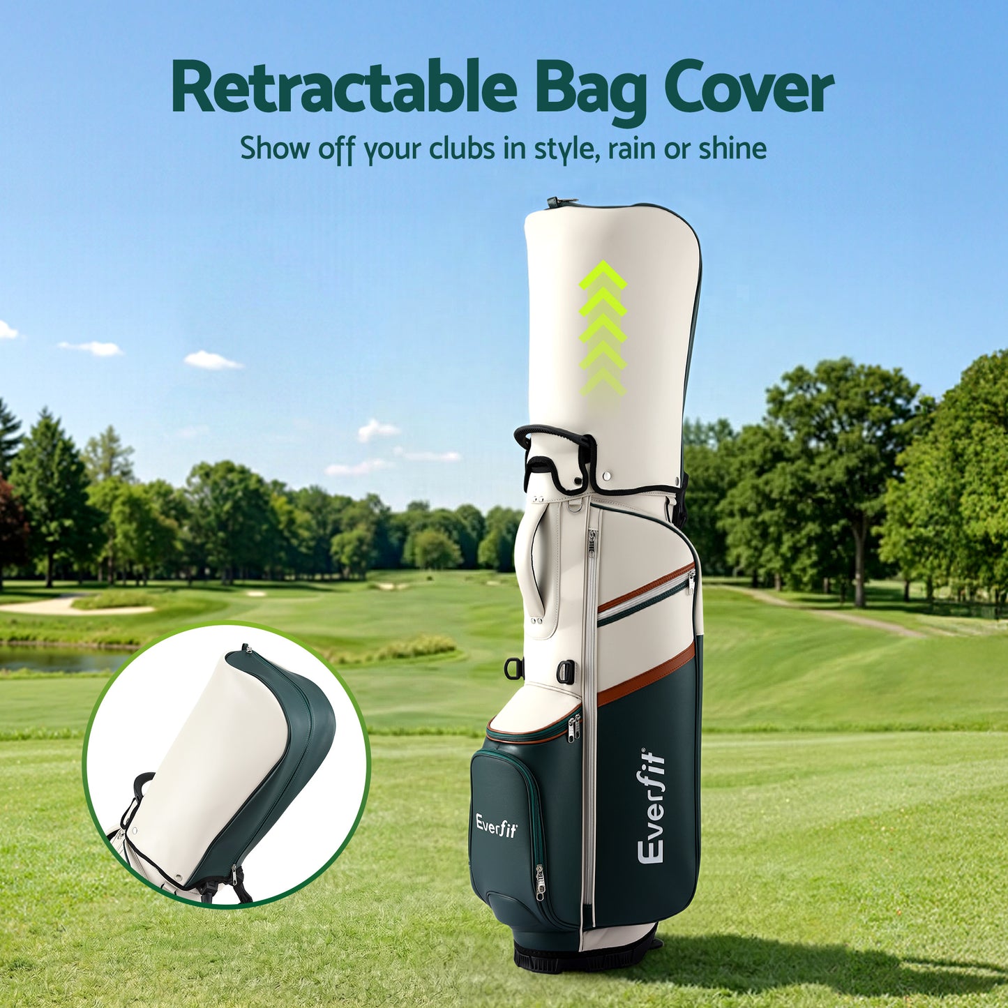 Everfit Golf Stand Bag Lightweight Carry Bag Dual Strap Club Divider GOLF-B-BAG-STAND-B-GN