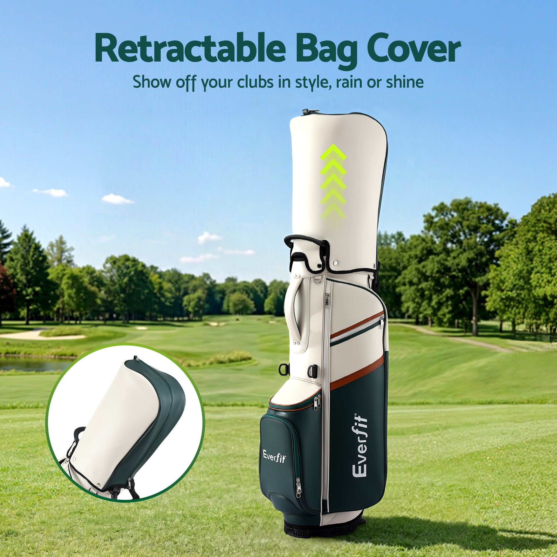Everfit Golf Stand Bag Lightweight Carry Bag Dual Strap Club Divider GOLF-B-BAG-STAND-B-GN