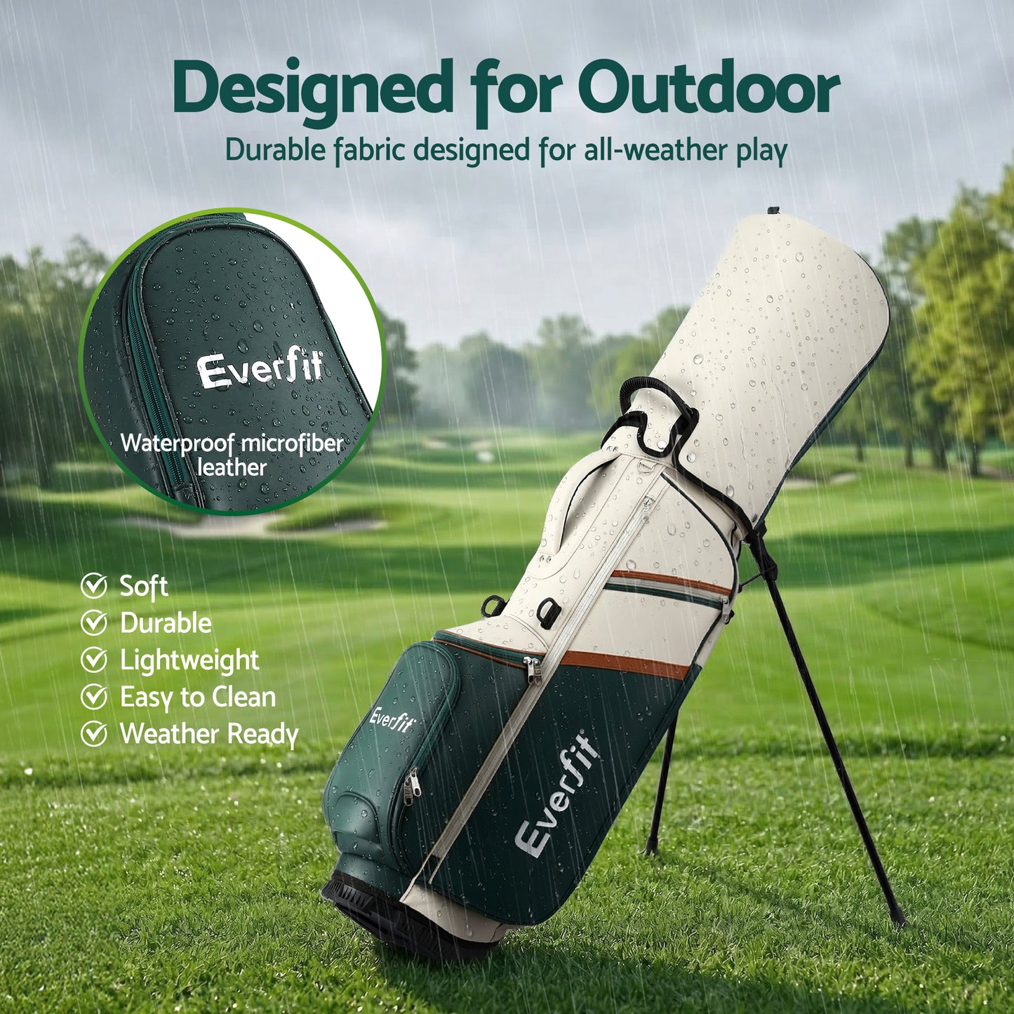 Everfit Golf Stand Bag Lightweight Carry Bag Dual Strap Club Divider GOLF-B-BAG-STAND-B-GN