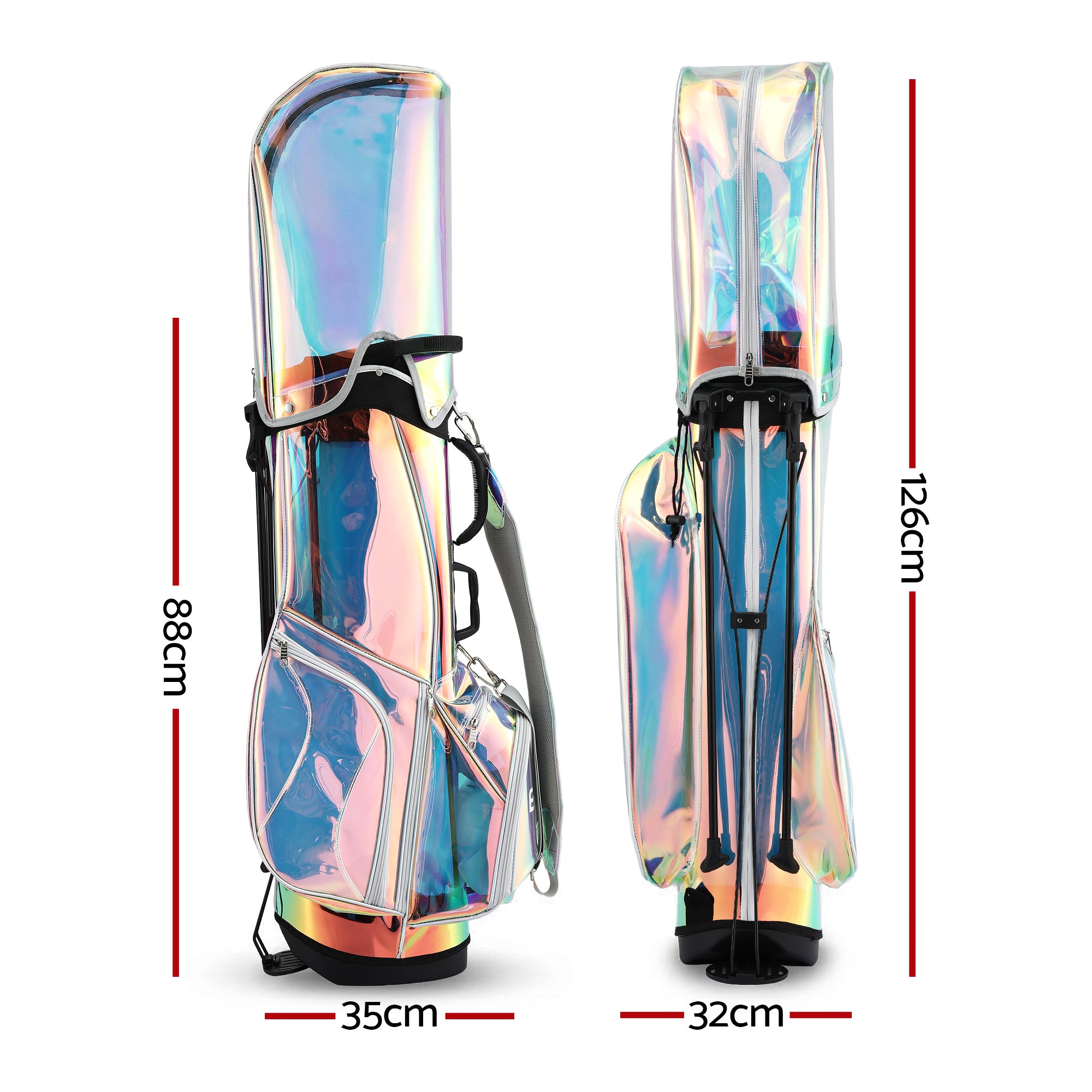 Everfit Golf Stand Bag Lightweight Carry Bag Dual Strap Club Divider Holographic GOLF-B-BAG-STAND-C-C