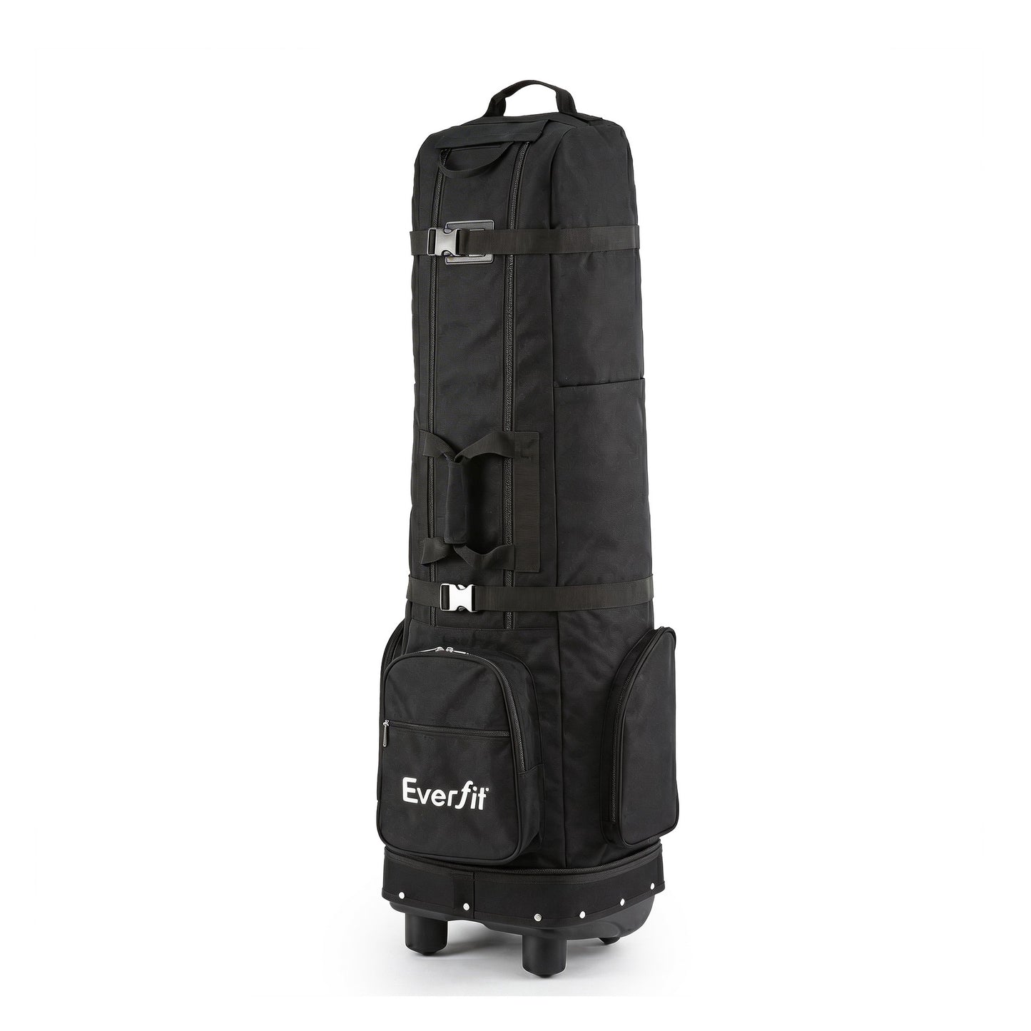 Everfit Golf Travel Bag Flight Cover Foldable Soft Case Wheels Black GOLF-B-BAG-TRAVEL-BK