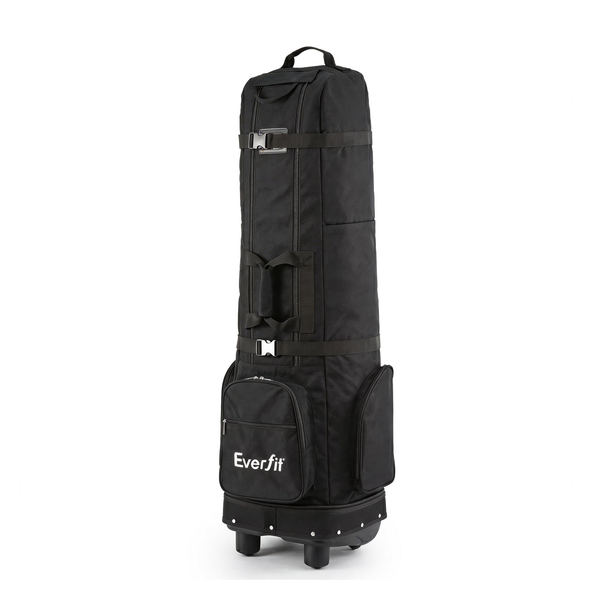Everfit Golf Travel Bag Flight Cover Foldable Soft Case Wheels Black GOLF-B-BAG-TRAVEL-BK