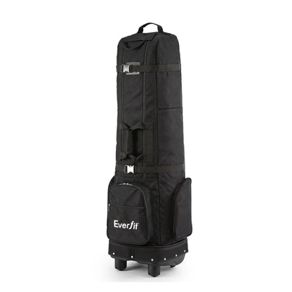 Everfit Golf Travel Bag Flight Cover Foldable Soft Case Wheels Black GOLF-B-BAG-TRAVEL-BK