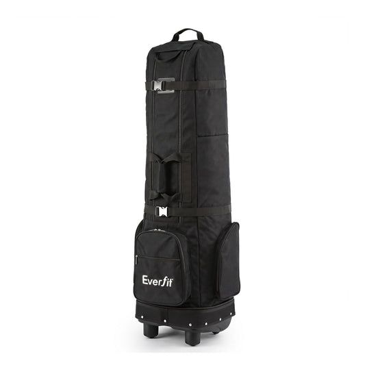 Everfit Golf Travel Bag Flight Cover Foldable Soft Case Wheels Black GOLF-B-BAG-TRAVEL-BK