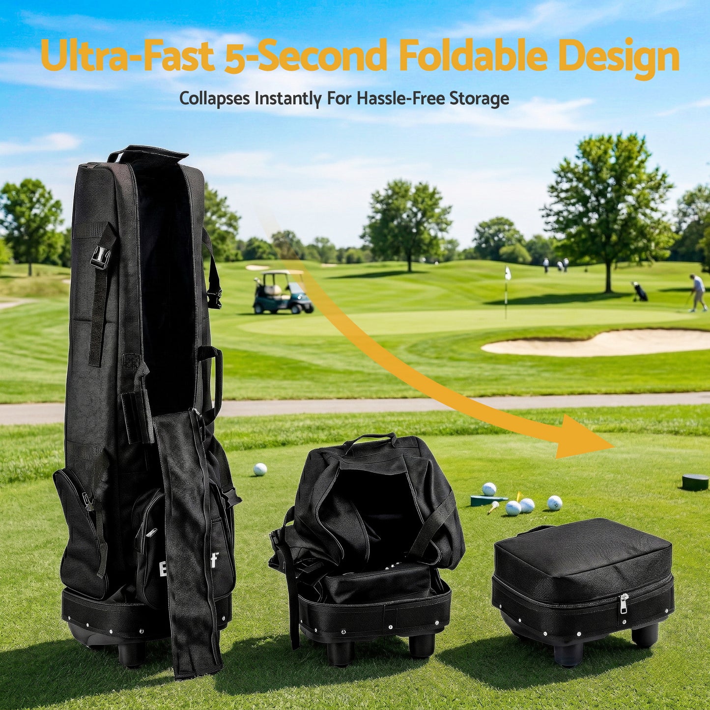 Everfit Golf Travel Bag Flight Cover Foldable Soft Case Wheels Black GOLF-B-BAG-TRAVEL-BK