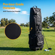 Everfit Golf Travel Bag Flight Cover Foldable Soft Case Wheels Black GOLF-B-BAG-TRAVEL-BK