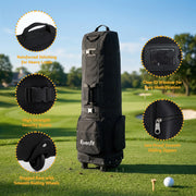 Everfit Golf Travel Bag Flight Cover Foldable Soft Case Wheels Black GOLF-B-BAG-TRAVEL-BK