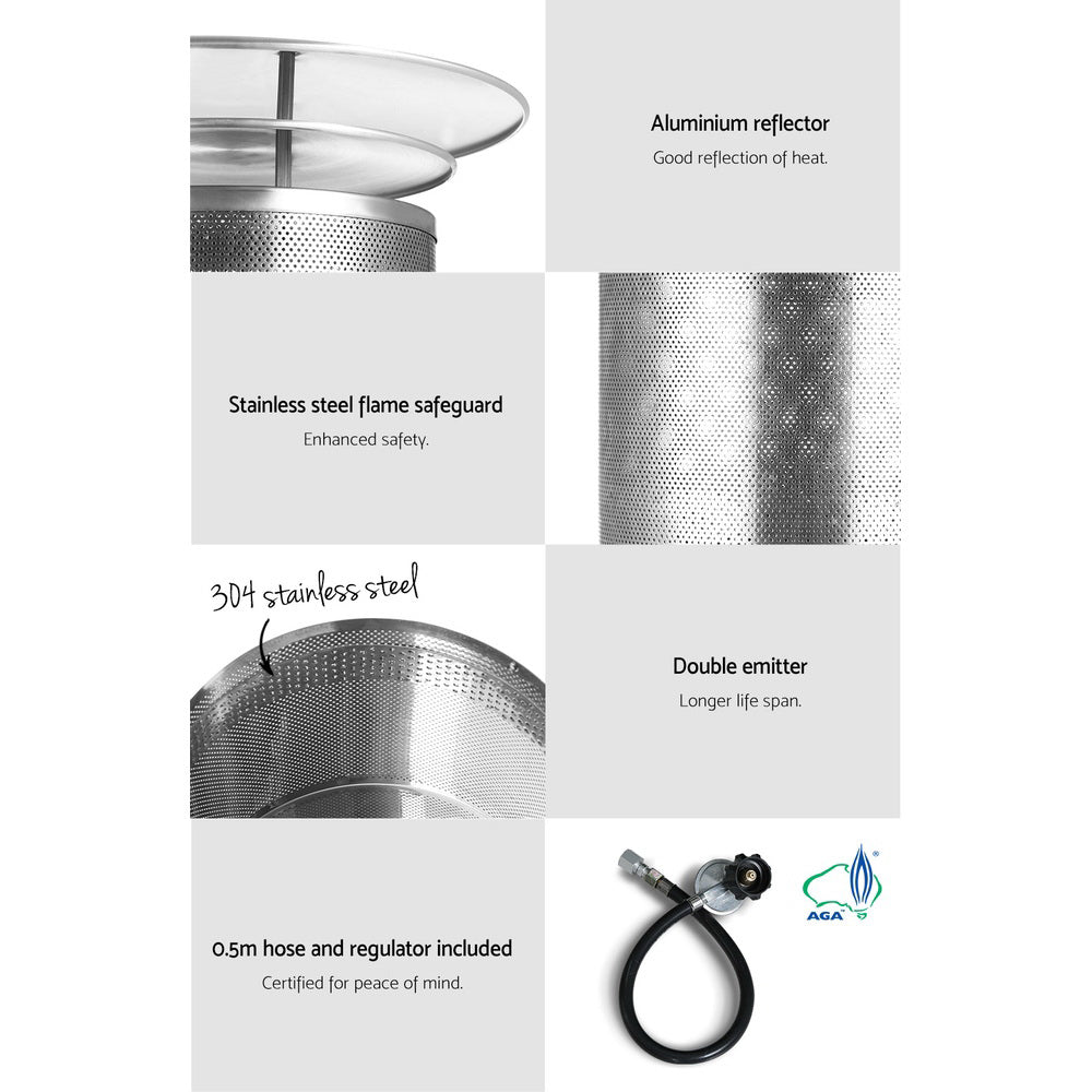 Devanti Outdoor Gas Patio Heater Black GPH-09F-BK