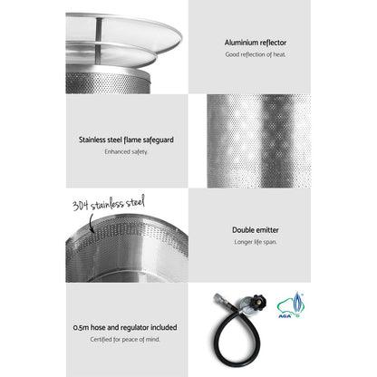Devanti Outdoor Gas Patio Heater Black GPH-09F-BK