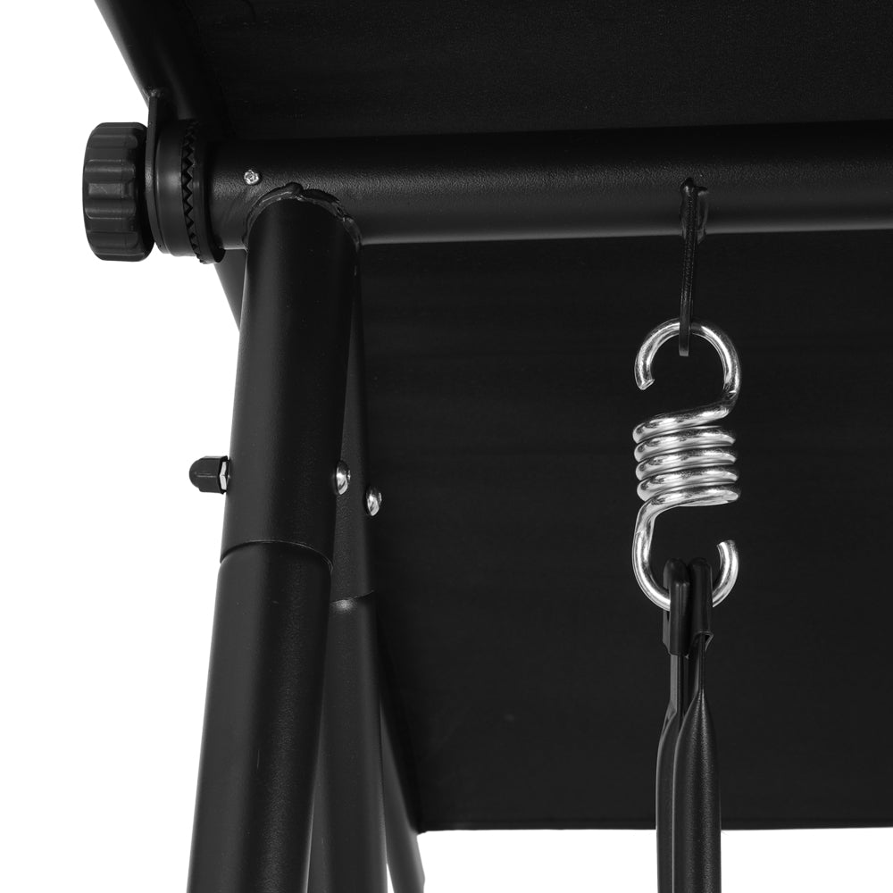 Gardeon Outdoor Swing Chair Garden Bench Furniture Canopy 2 Seater Black GSC-BST-2S-BK