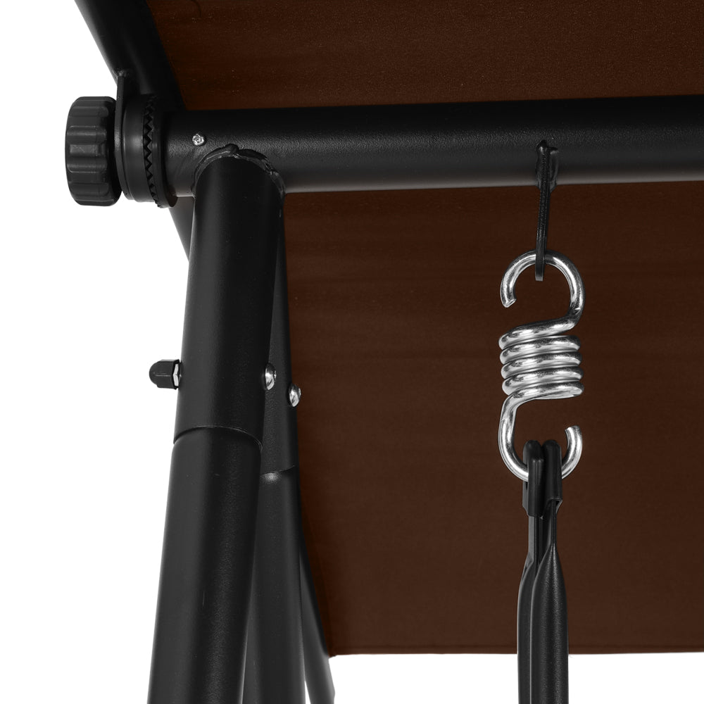 Gardeon Outdoor Swing Chair Garden Bench Furniture Canopy 2 Seater Brown GSC-BST-2S-BR