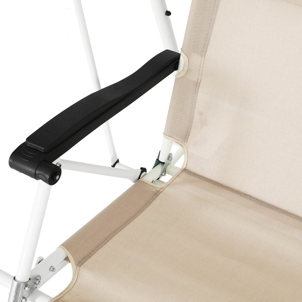 Gardeon Outdoor Swing Chair Garden Lounger Furniture Canopy 2 Seater Beige GSC-BST-2S-LOUNGE-BE