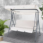 Gardeon Outdoor Swing Chair Garden Chair Bench Furniture Canopy 3 Seater Beige GSC-BST-3S-BE