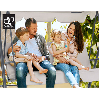 Gardeon Outdoor Swing Chair Garden Chair Bench Furniture Canopy 3 Seater Beige GSC-BST-3S-BE