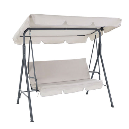 Gardeon Outdoor Swing Chair Garden Chair Bench Furniture Canopy 3 Seater Beige GSC-BST-3S-BE