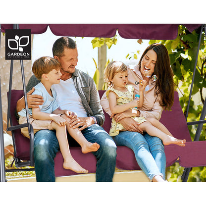 Gardeon Outdoor Swing Chair Garden Bench Furniture Canopy 3 Seater Wine Red GSC-BST-3S-WR