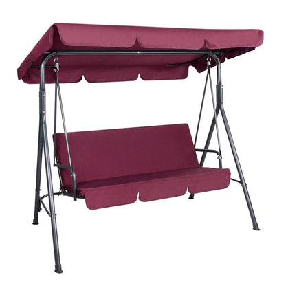 Gardeon Outdoor Swing Chair Garden Bench Furniture Canopy 3 Seater Wine Red GSC-BST-3S-WR