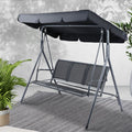 Gardeon Outdoor Swing Chair Garden Bench Furniture Canopy 3 Seater Mesh Black GSC-BST-LD2A-BK