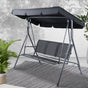 Gardeon Outdoor Swing Chair Garden Bench Furniture Canopy 3 Seater Mesh Black GSC-BST-LD2A-BK