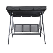 Gardeon Outdoor Swing Chair Garden Bench Furniture Canopy 3 Seater Mesh Black GSC-BST-LD2A-BK