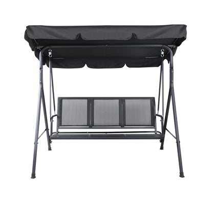 Gardeon Outdoor Swing Chair Garden Bench Furniture Canopy 3 Seater Mesh Black GSC-BST-LD2A-BK