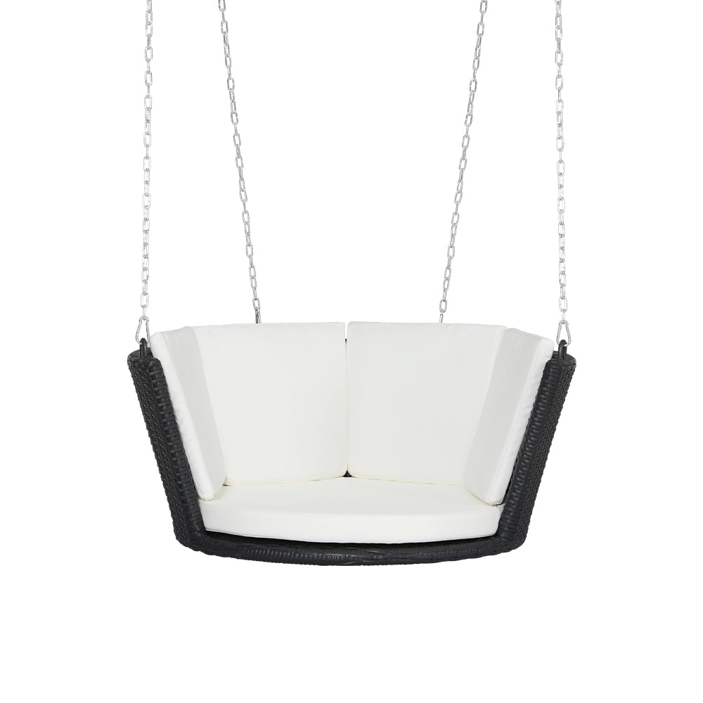 Gardeon Rattan Porch Swing Chair With Chain Cushion Outdoor Furniture Black GSC-BST-RAN-1S-BK