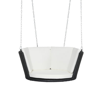 Gardeon Rattan Porch Swing Chair With Chain Cushion Outdoor Furniture Black GSC-BST-RAN-1S-BK