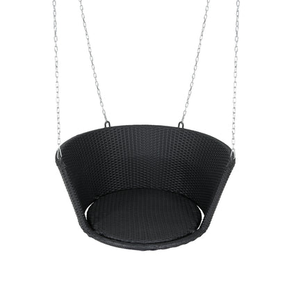 Gardeon Rattan Porch Swing Chair With Chain Cushion Outdoor Furniture Black GSC-BST-RAN-1S-BK
