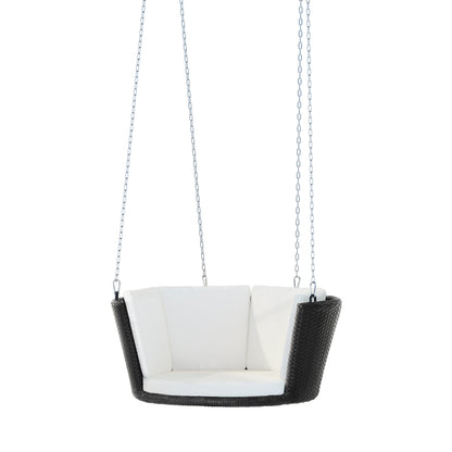 Gardeon Rattan Porch Swing Chair With Chain Cushion Outdoor Furniture Black GSC-BST-RAN-1S-BK