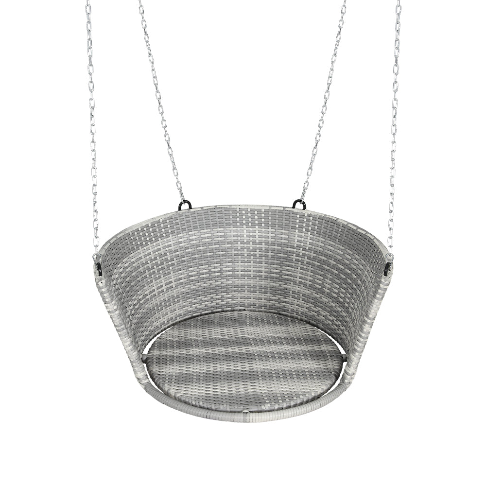 Gardeon Rattan Porch Swing Chair With Chain Cushion Outdoor Furniture Grey GSC-BST-RAN-1S-LGR
