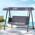 Gardeon Outdoor Swing Chair Garden Bench Furniture Canopy 3 Seater Rattan Grey GSC-BST-RAN-3S-GR