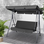 Gardeon Outdoor Swing Chair Garden Chair Bench Furniture Canopy 3 Seater Black