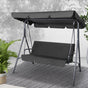Gardeon Outdoor Swing Chair Garden Chair Bench Furniture Canopy 3 Seater Black